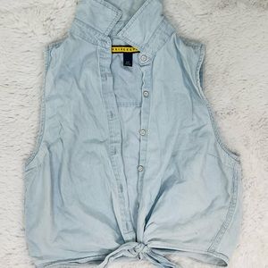 y2k denim tie top